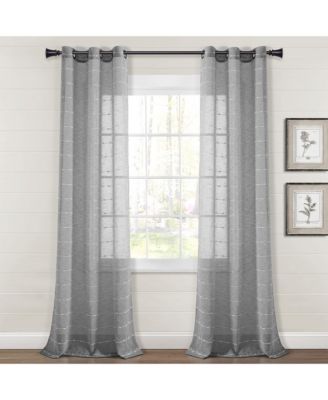 Farmhouse Textured Grommet Sheer Window Curtain Panels