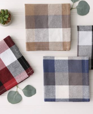 Tri-Color Check Collection Kitchen, Dishcloth Set, Stone, 4 Piece