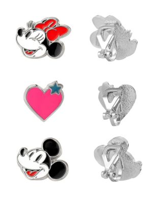 Mickey and Minnie Mouse Fashion Clip On Earrings - Set of 3
