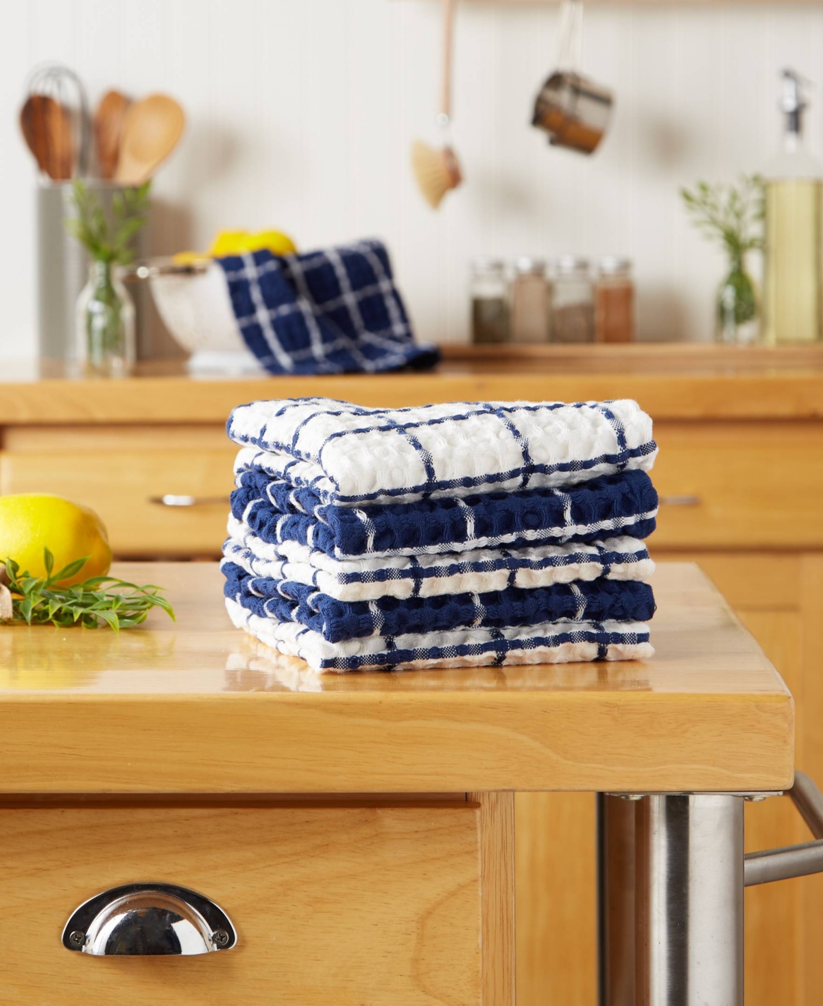 Design Imports Washed Waffle Collection Oversized Preshrunk Ultra Absorbent, Dishcloth Set, 12x12