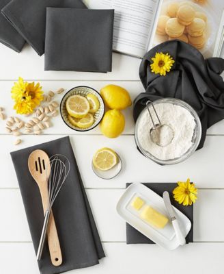 Basic Solid Dishtowel Collection Cotton Flat Woven, Small Set, 18x28", Mineral, 6 Piece