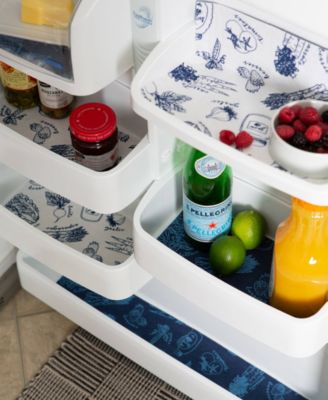 Fridge Liner Collection Non-Adhesive, Cut to Fit, 12x24", Nautical Blue Market, 6 Piece