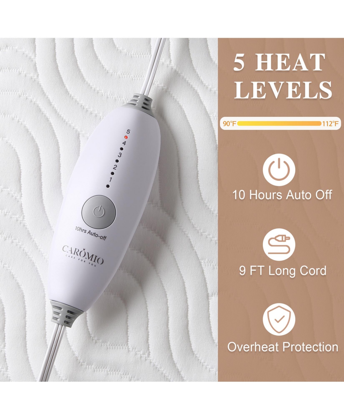 Caromio Twin Size Electric Heated Mattress Pad, 39"x75"