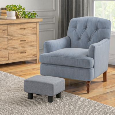 16” Cubed Modern Linen Fabric Pouf Footrest Ottoman Furniture