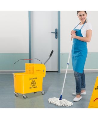 Compact Mop Bucket with Wringer on Wheels 21 Quart