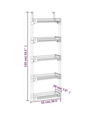 Door Organizer with 5 Shelves 20.5"x7.9"x53.1" Aluminum