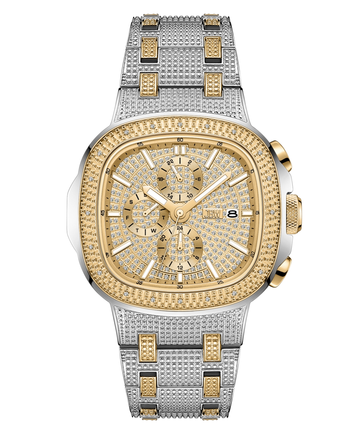 Men's Diamond (1/5 ct. t.w.) Watch in 18k Gold-Plated Two-tone Stainless-steel Watch 48mm - Silver