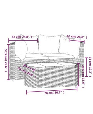 3 Piece Patio Lounge Set with Cushions Gray Poly Rattan