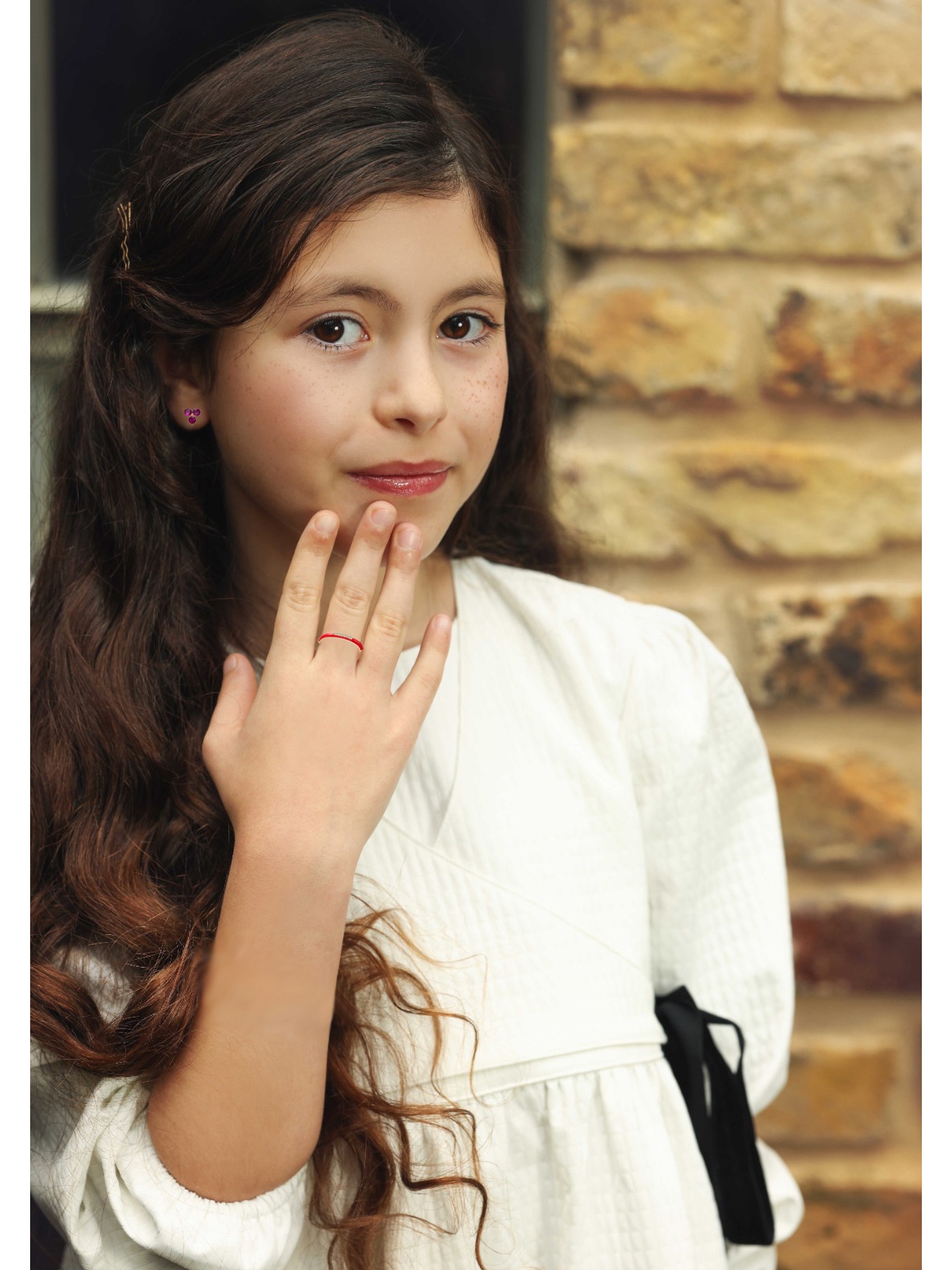 GiGiGirl Young Adults/Teens 14k Yellow Gold Plated with Cubic ZirconiaEnamel Slim Stacking Band Ring - Red