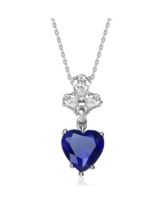 Sophisticated Sterling Silver White Gold Plated with Colored Heart Shaped Cubic Zirconia Pendant