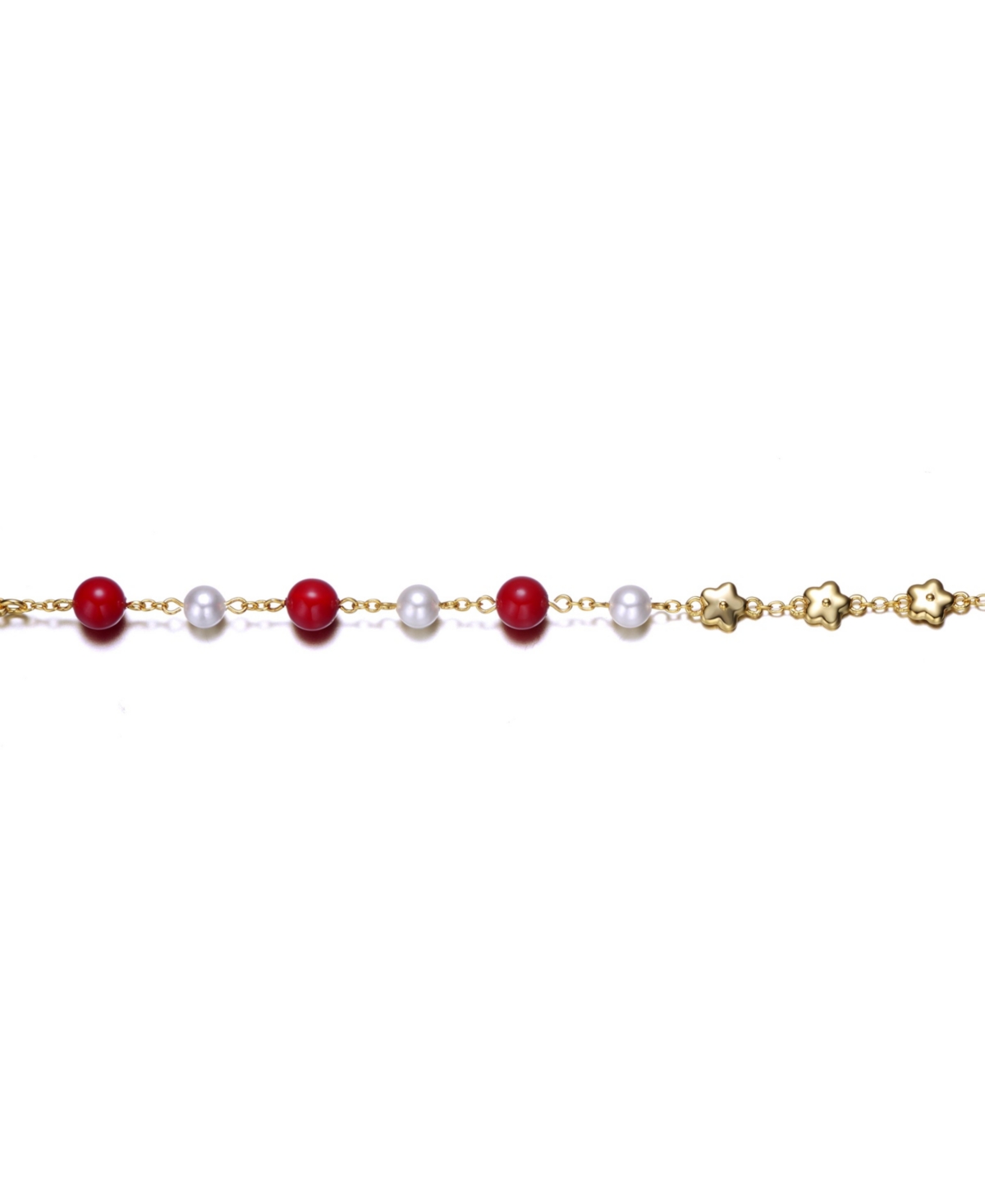 GiGiGirl 14k Yellow Gold Plated Adjustable Bracelet with Star Charms and Round Pearls for Kids