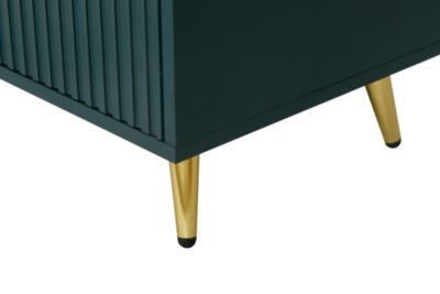 1 Count wood Green TV Stand with Storage & Adjustable Shelves