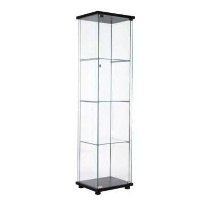 One Door Glass Cabinet Glass Display Cabinet With 4 Shelves