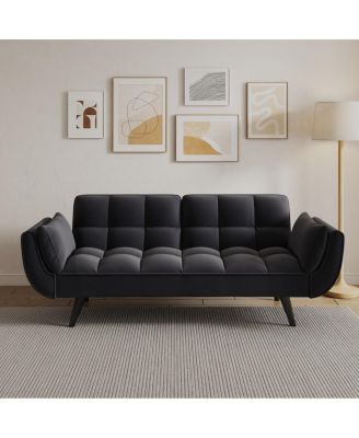 57" Black Sofa with Pillows