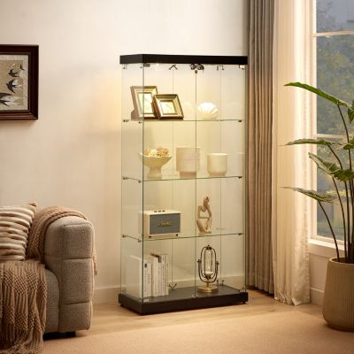 Streamdale Black Floor Standing Glass Display Cabinet