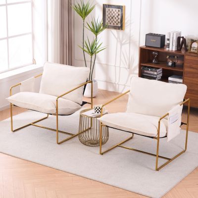 Streamdale Gold-plated Upholstered Armchair with Arm Pockets