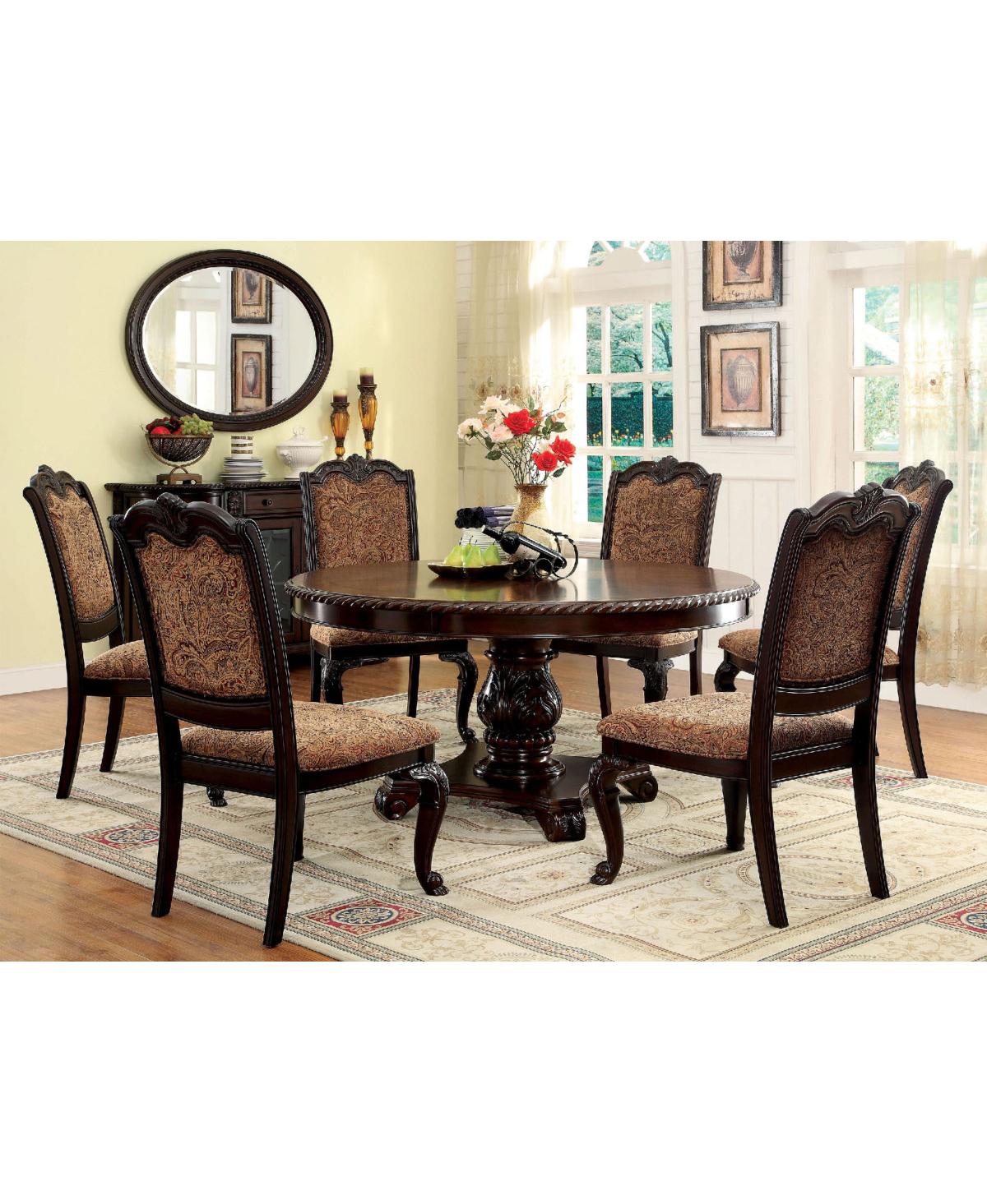Simplie Fun Traditional Formal Set of 2 Side Chairs Cherry Solid wood Chair Padded Leatherette Tufted Upholstered Kitchen Dining Room Furniture - Dark