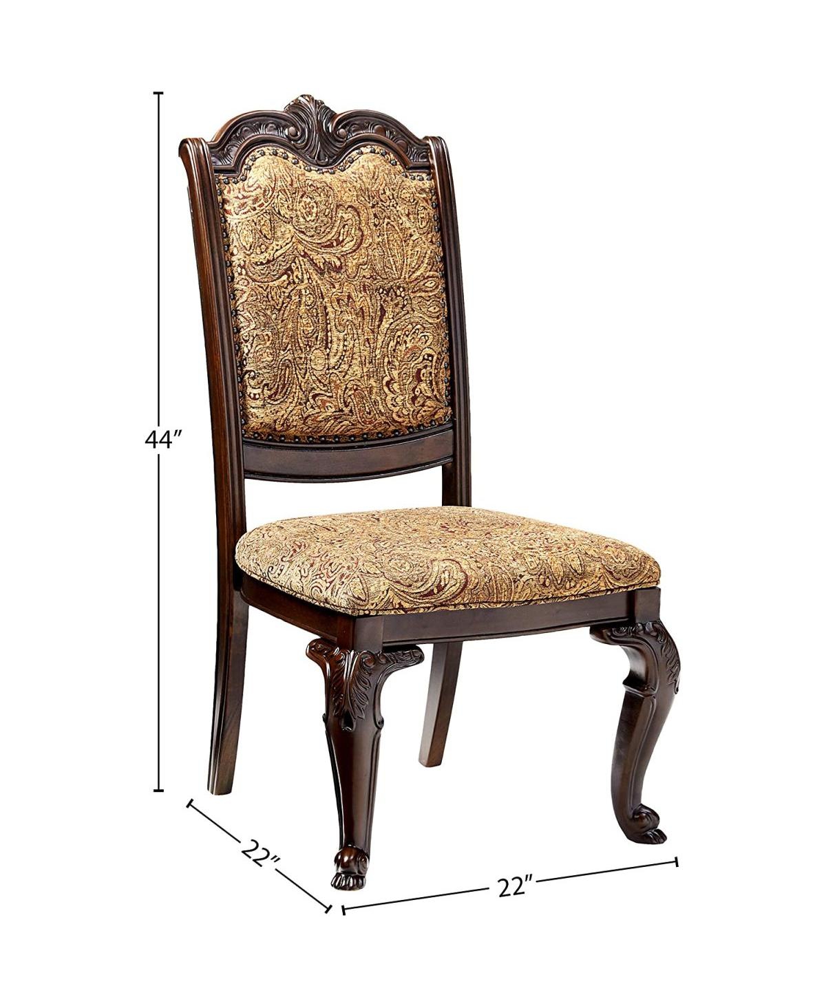 Simplie Fun Traditional Formal Set of 2 Side Chairs Cherry Solid wood Chair Padded Leatherette Tufted Upholstered Kitchen Dining Room Furniture - Dark