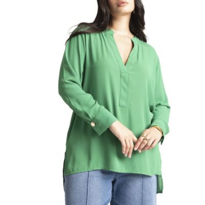 Women's Plus Size Mandarin Collar Tunic