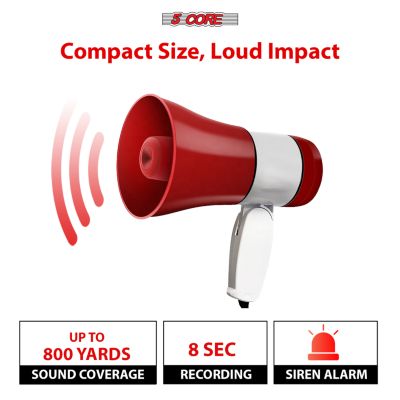Megaphone Bullhorn Speaker 30W Mini Bull Horn Rechargeable Cheer Megafono 800 Yards Range Loudspeaker