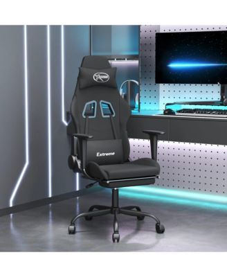 Massage Gaming Chair with Footrest Black Fabric