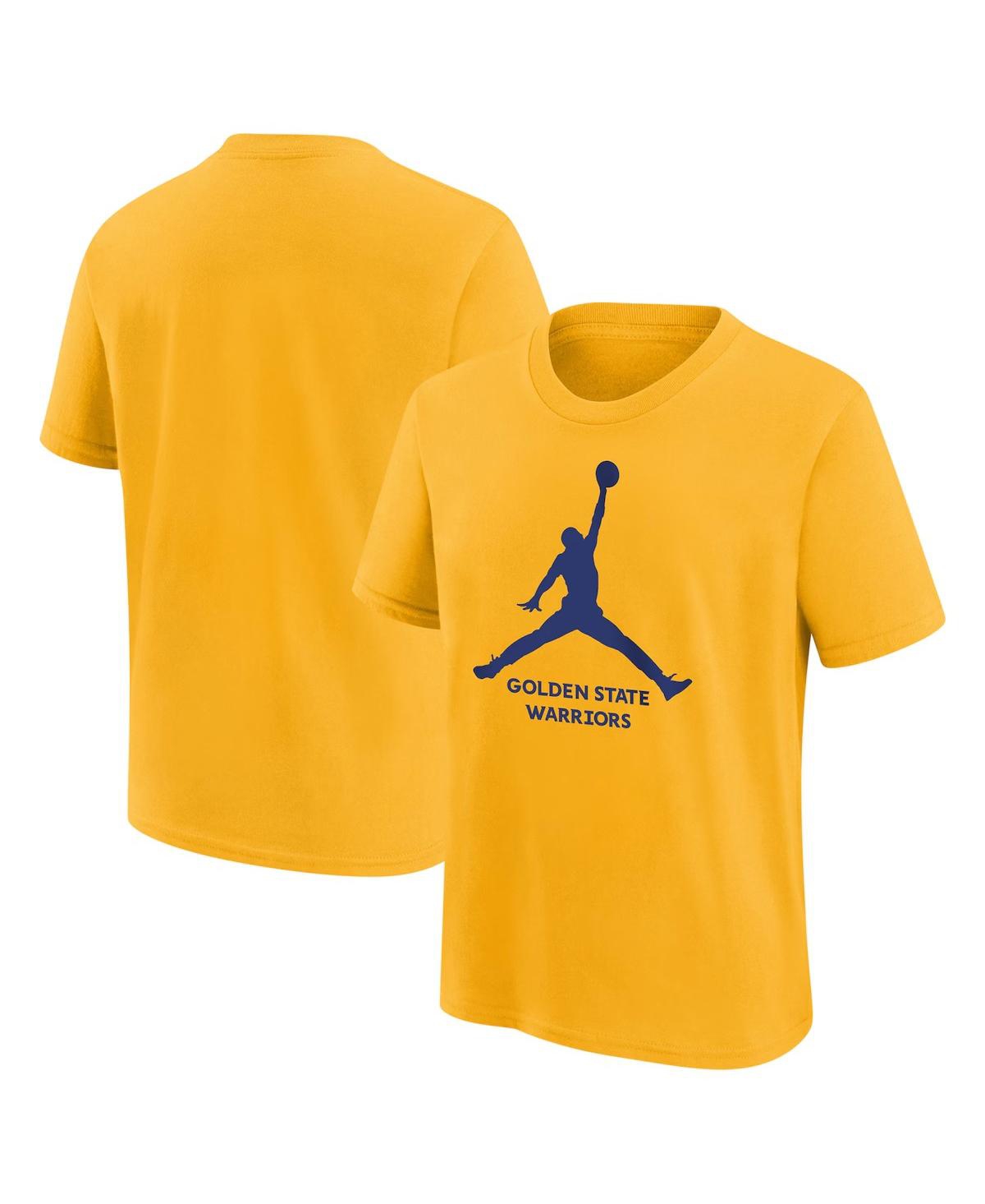 Outerstuff Jordan Big Boys And Girls Gold Golden State Warriors Essentialâ Jumpman Logo T-shirt