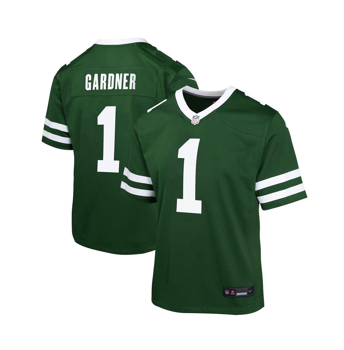 Детский топ Outerstuff Nike Ahmad Sauce Gardner Legacy New York Jets Game Jersey, цвет: Зелёный — фото 1