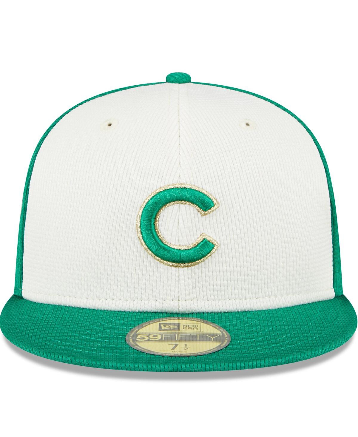 New Era Men's White/green Chicago Cubs 2024 St. Patrick's Day 59fifty Fitted Hat In White,green