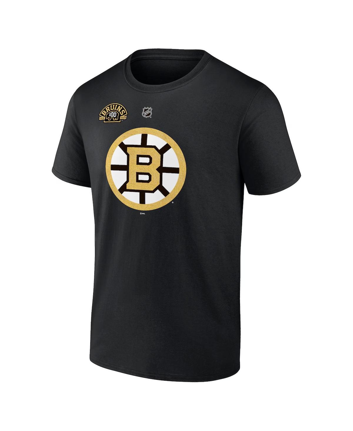 FANATICS MEN'S CHARLIE MCAVOY BLACK BOSTON BRUINS AUTHENTIC STACK NAME NUMBER T-SHIRT