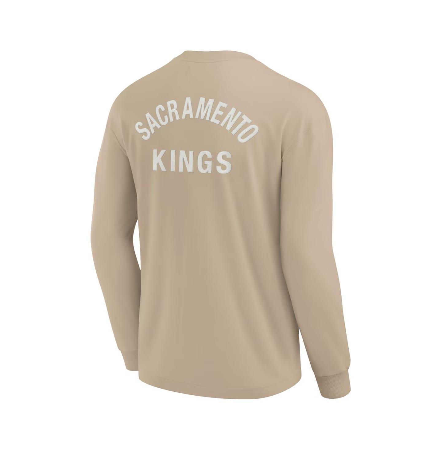 Футболка Fanatics Signature Khaki Sacramento Kings Elements Super Soft Long Sleeve — фото 3