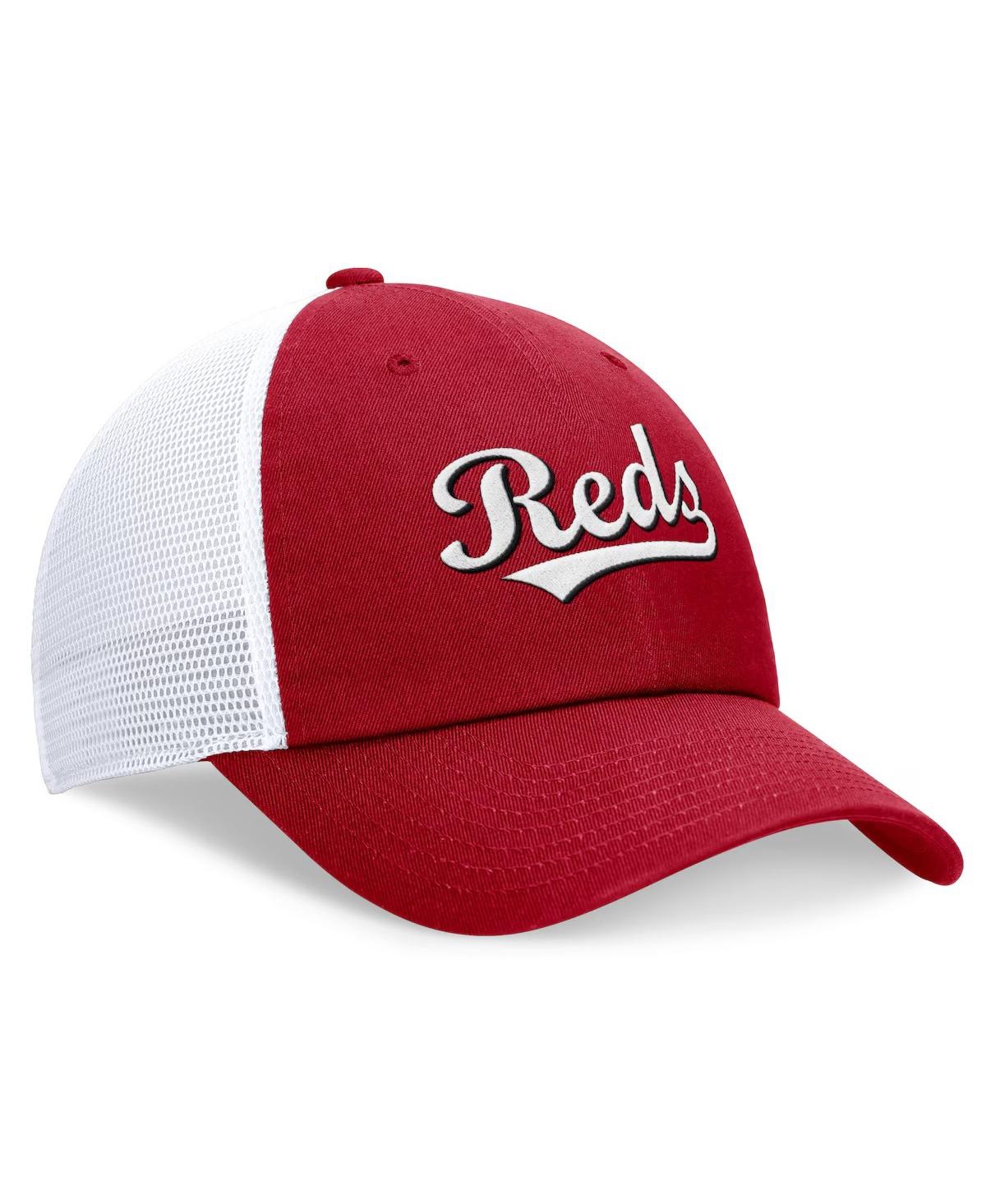 Nike Men's Red Cincinnati Reds Evergreen Wordmark Trucker Adjustable Hat In Red