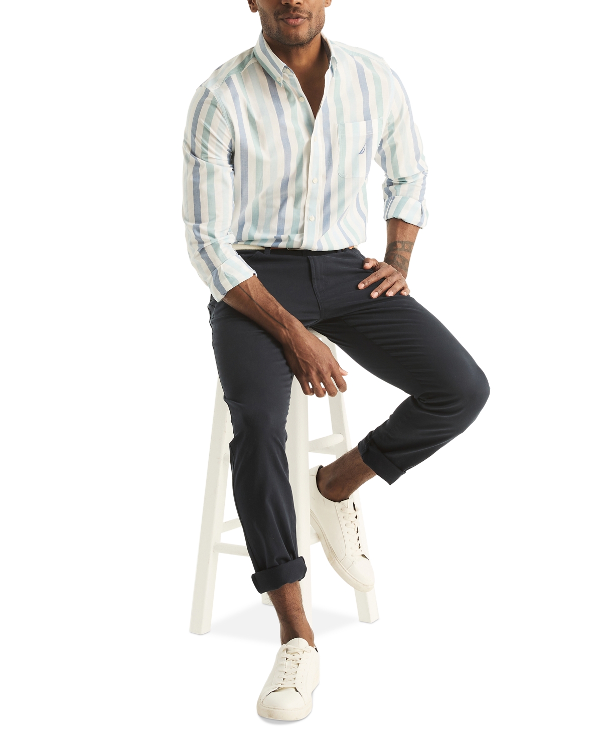 Nautica Men's Classic-Fit Stretch Stripe Button-Down Shirt