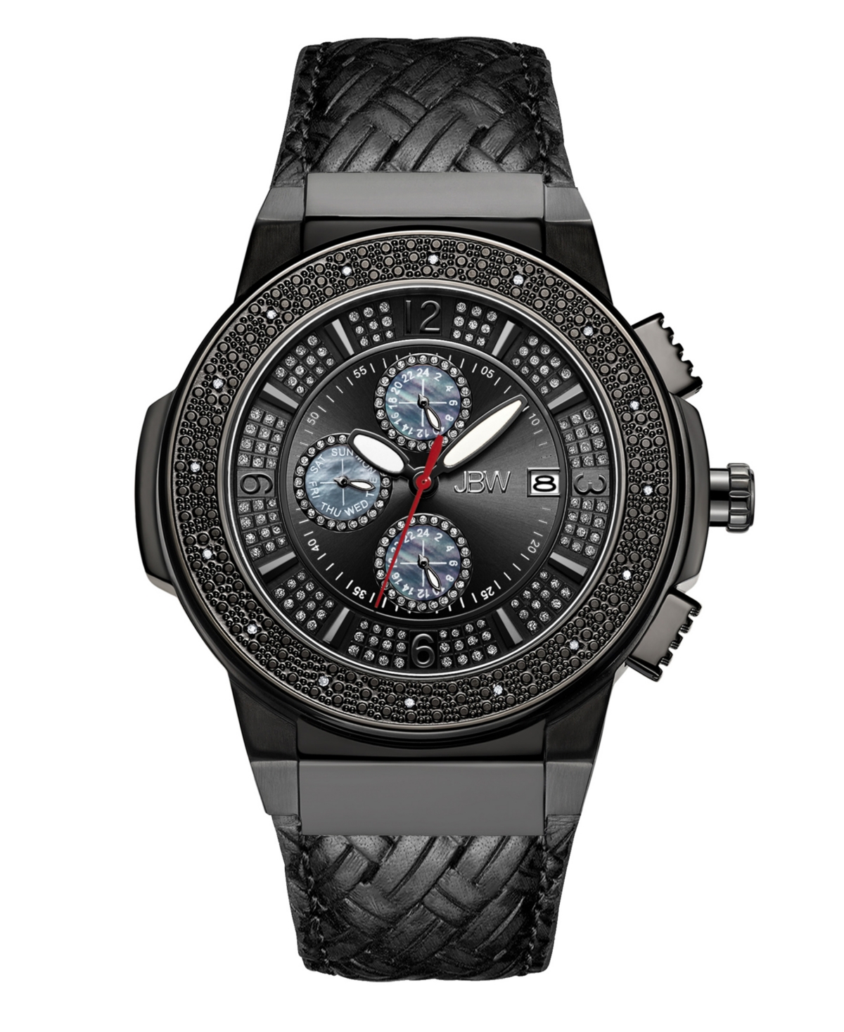 Men's Saxon Diamond (1/6 ct.t.w.) Black Ion-Plated Stainless Steel Watch - Black