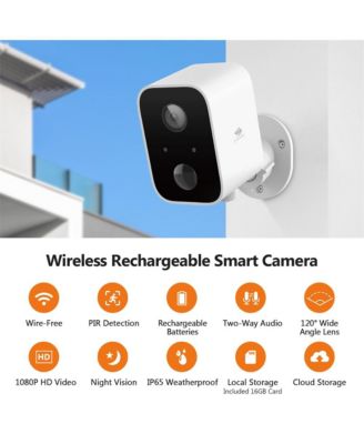 SW02 2 Packs 1080P Full HD Wireless Smart Cameras with Solar Panels, Supports Night Vision, Wi-Fi and Smartphone App