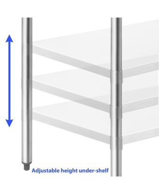 48 x 24 Inch Stainless Steel Table w/ Undershelf, NSF Commercial Kitchen Work & Prep Table