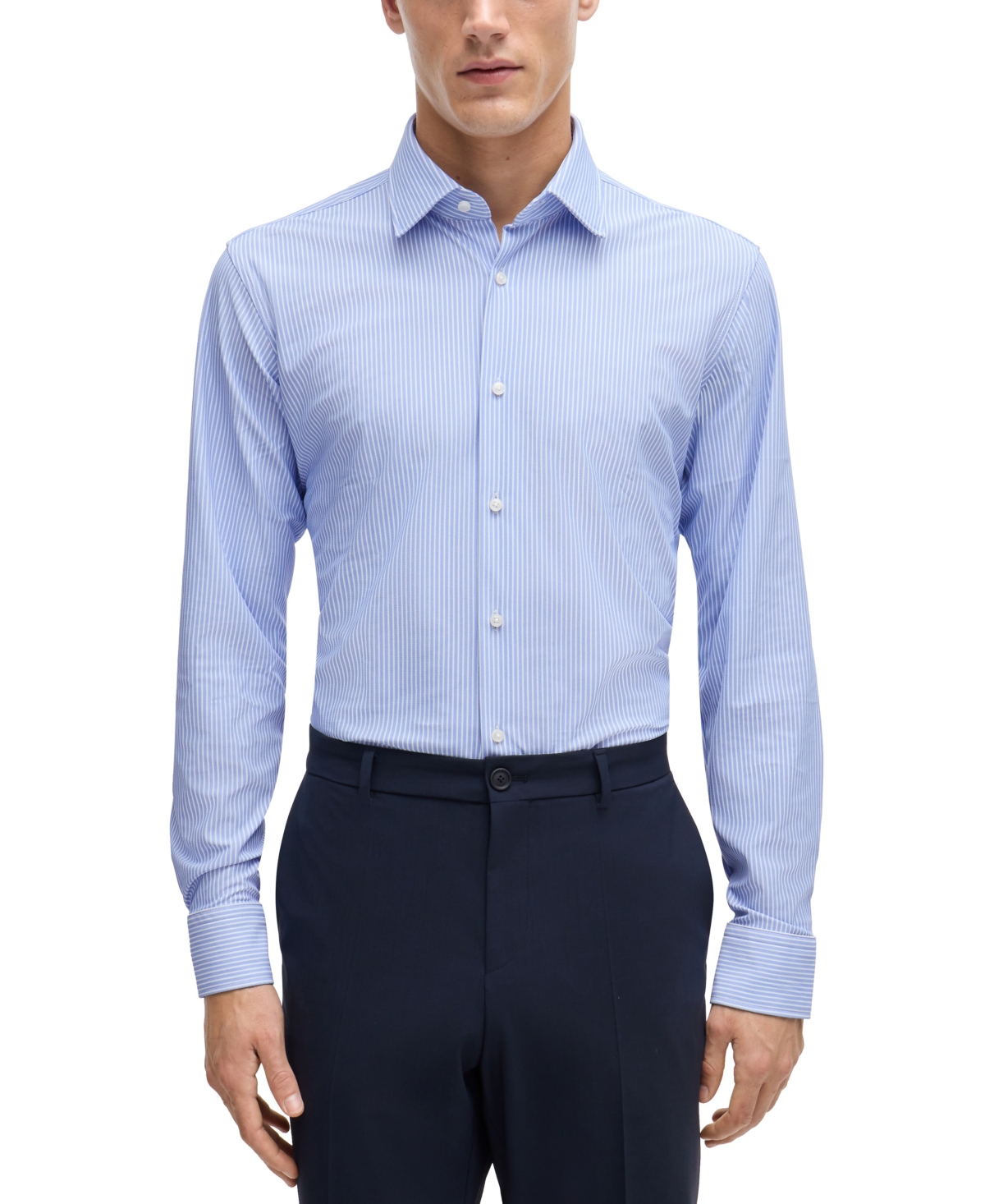 Boss by Hugo Boss Men's Regular-Fit Performance Dress Shirt -Pastel Blue