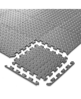 Pack of 12 Exercise Flooring Mats - 12 x 12 Inch Foam Rubber Interlocking Puzzle Floor Tiles - Gray