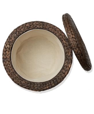 17&amp;#x22; Round Storage Ottoman with Lid - Natural, Handwoven Footstool for Living Room, Bedroom, Bathroom, Home Office