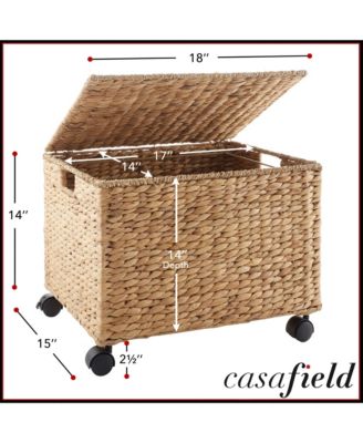 Rolling Filing Cabinet, Whitewash - Water Hyacinth Hanging File Folder Organizer on Wheels, Home Office Storage