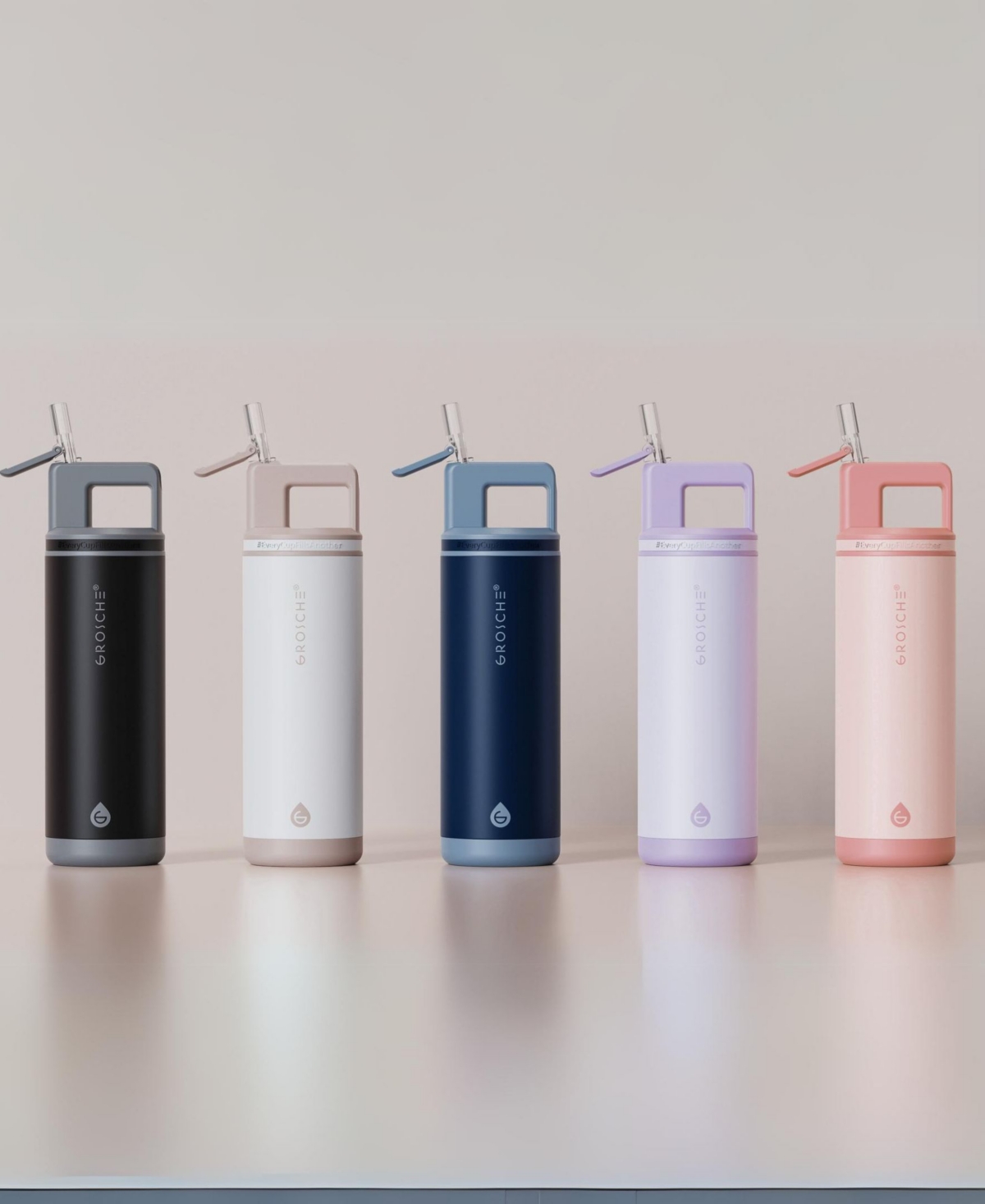 Grosche Alpine Flip 'N Sip Insulated, Leakproof Water Bottle with Straw, 20 Oz