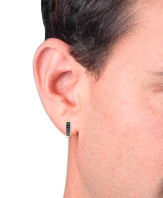 Men's Black Diamond Double Row Huggie Hoop Earrings (1/3 ct. t.w.) in 14k Gold-plated Sterling Silver or Black Rhodium-plated Sterling Silver,  1/2" 