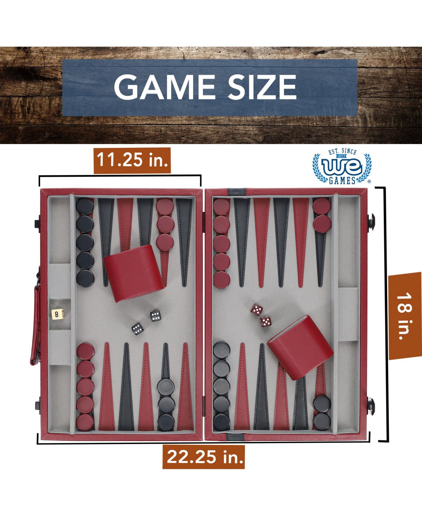 Детская настольная игра WE Games Leatherette 2-Player Backgammon Board Game, Ages 14+, цвет: Красный — фото 10