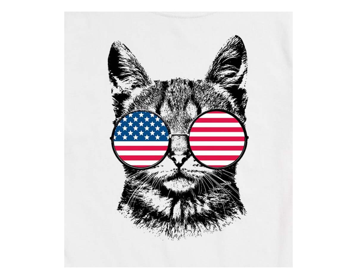 Good Vibes Llc Hybrid Apparel Trendy Juniors Usa Cat Graphic Tee In White