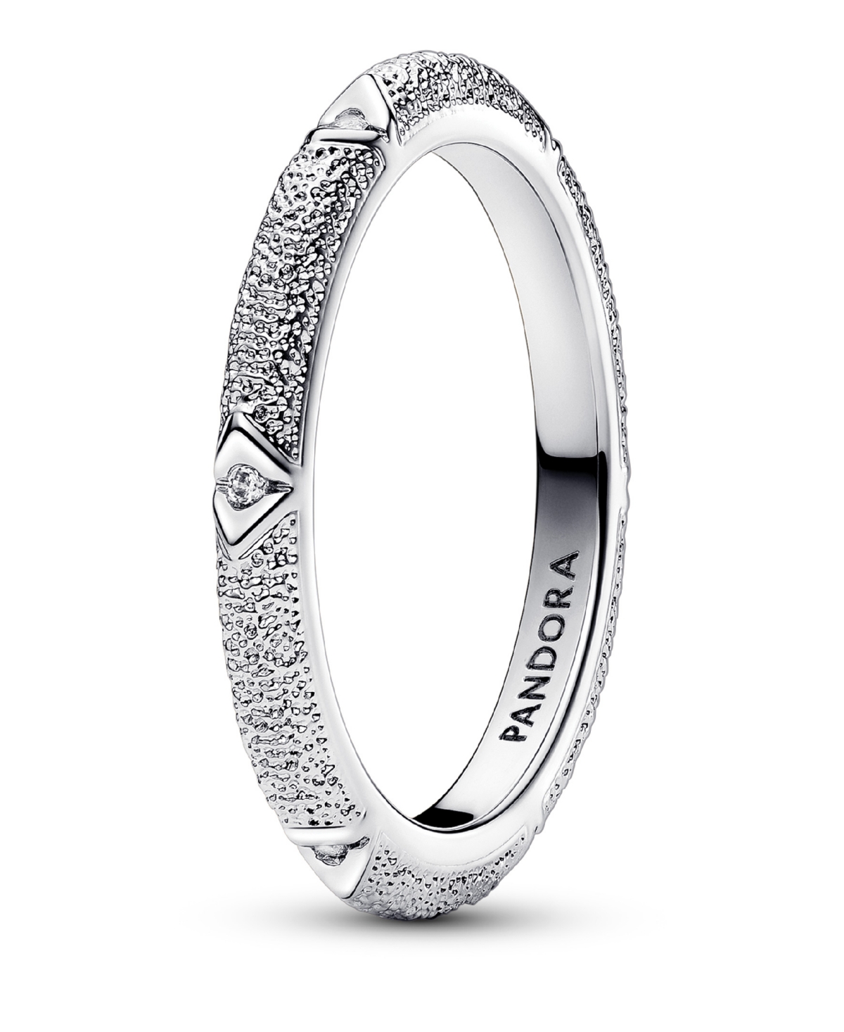 PANDORA TEXTURE CLEAR CUBIC ZIRCONIA STONES RING 