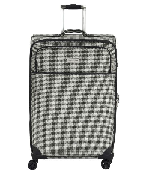 Чемодан London Fog Cambridge Large Check-in Expandable Spinner, цвет: Чёрный белая гусиная лапка