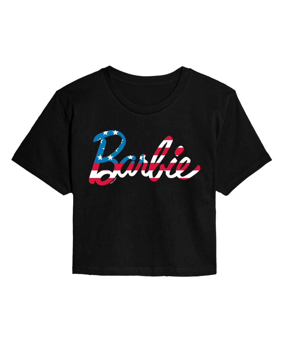 Trendy Juniors Barbie Flag Cropped Tee - Black