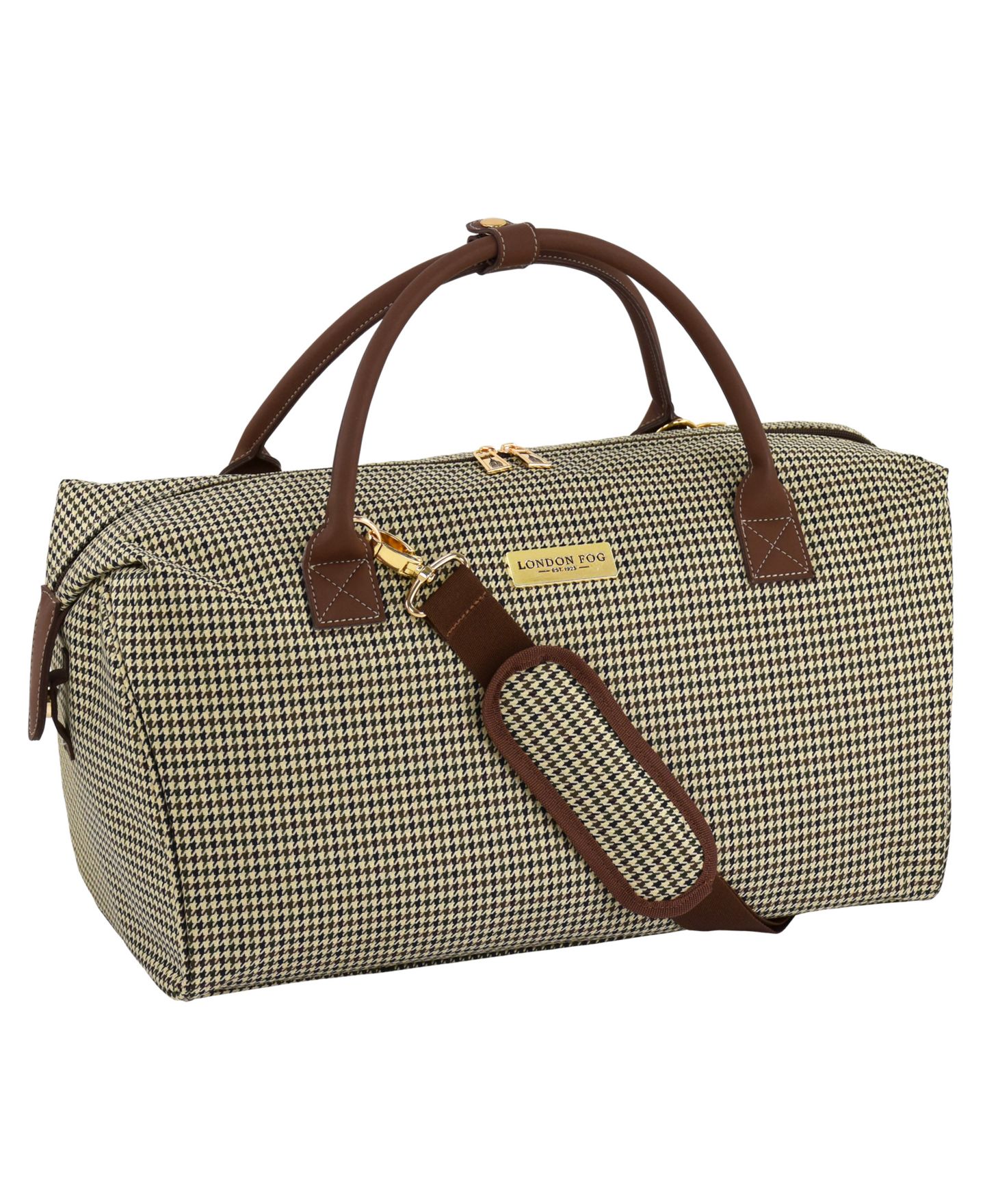 Сумка London Fog Cambridge 20" Duffel, цвет: Чёрный белая гусиная лапка — фото 7