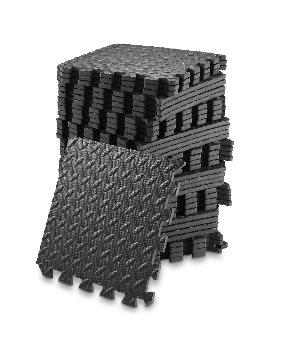Pack of 36 Exercise Flooring Mats - 12 x 12 Inch Foam Rubber Interlocking Puzzle Floor Tiles - Black - Black