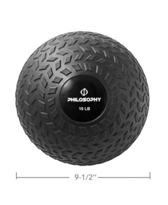 Slam Ball, 10 LB - Weighted Fitness Medicine Ball with Easy Grip Tread