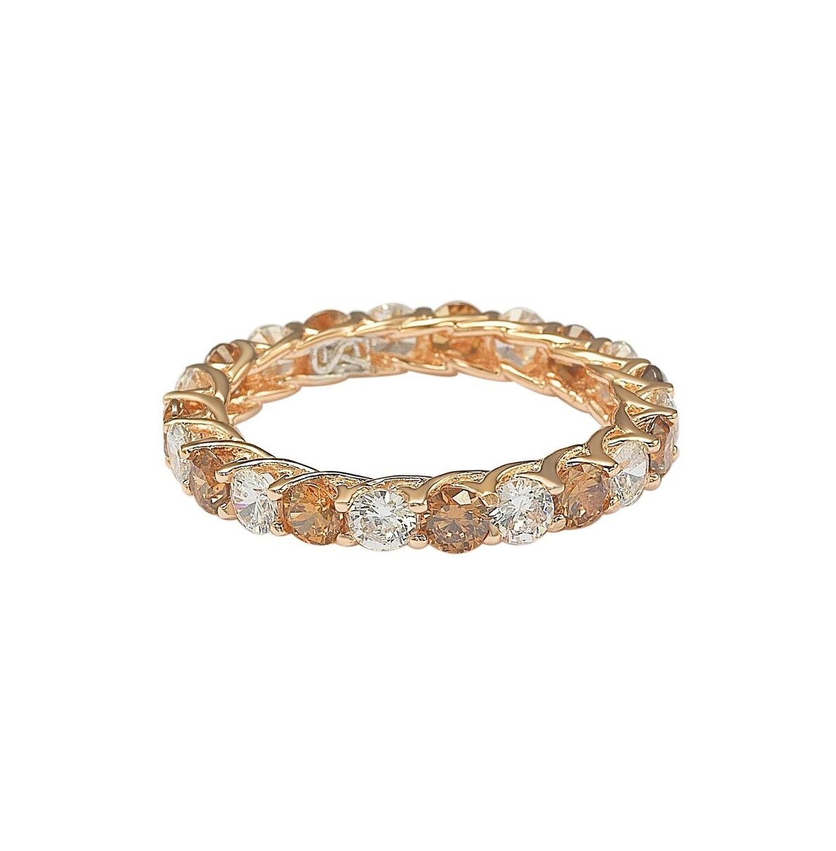 Suzy Levian New York Suzy Levian Sterling Silver Cubic Zirconia Alternating& White Eternity Band Ring - Brown